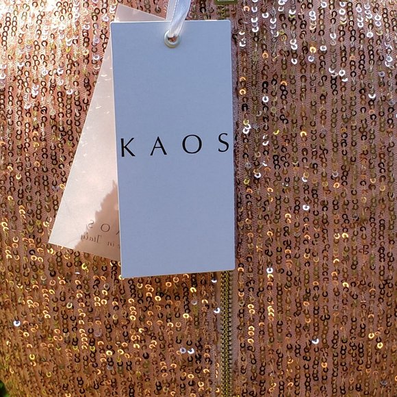 KAOS Light Pink Sequin Party Cocktail Dress Size 4  Faux Wrap Sleeveless NWT - Picture 4 of 14